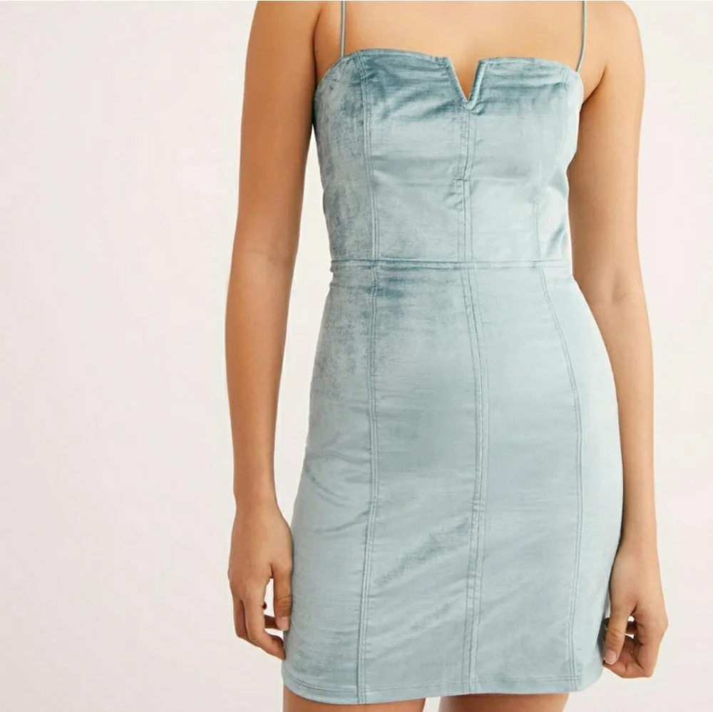 NWT Free People Mint Antoinette Velvet Mini Dress - Picture 10 of 10